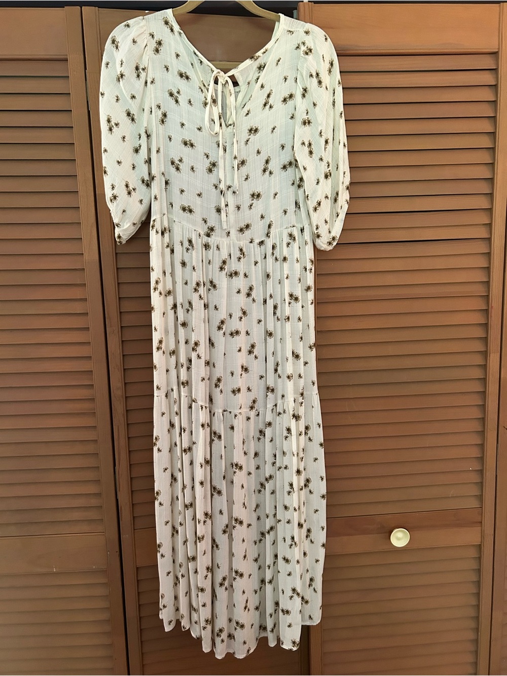 Carly Jean Los Angeles Cream Maxi Dress with Brown Floral Print - Picture 7 of 7